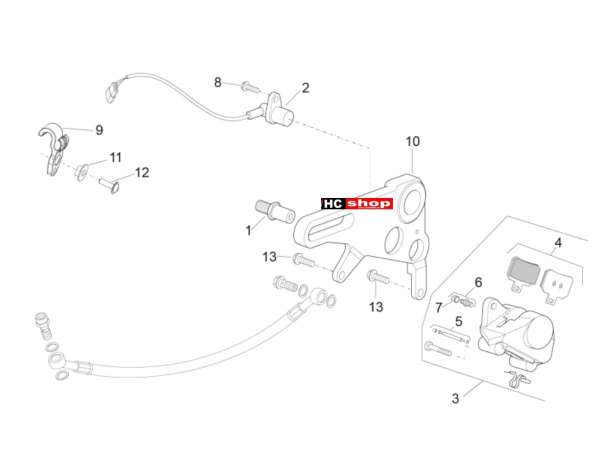 Aprilia RSV 4 1000 RF E3 ABS Bremsanlage Hinterradbremszange