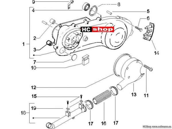 Piaggio Kurbelwelledeckel - Kühlung nrg power dd