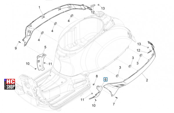Vespa GTV 300 HPE RST - Fahrgestell-Karosserien - Seitenabdeckung-Spoiler