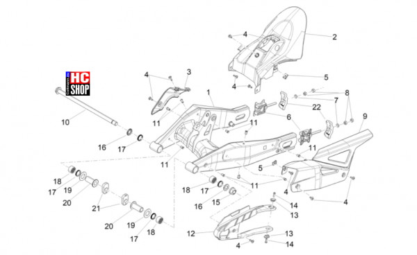 Aprilia RS 457 8V E5 - Fahrgestell-Karosserie - Schwinge