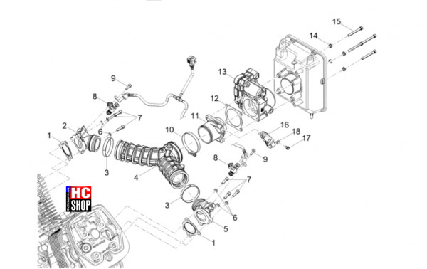 Moto Guzzi V85 TT Strada E5 - Motor - Klappenkörper