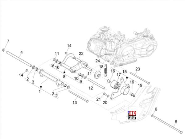 Vespa GTS 300 SUPER hpe E5 Radaufhängung Schwingarm