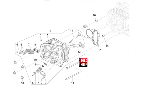 Vespa Sprint S 125 E5+ - Motor - Einheit Kopf-Ventil