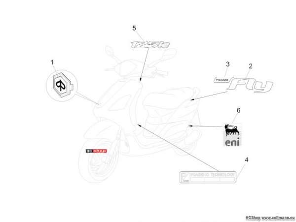 Piaggio Fly 125 Plaketten - Verzierungen