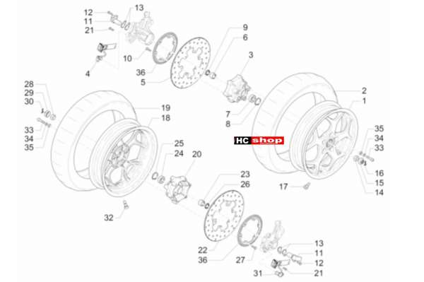 Piaggio MP3 300 LT Sport - Business Radaufhängungen Vorderrad