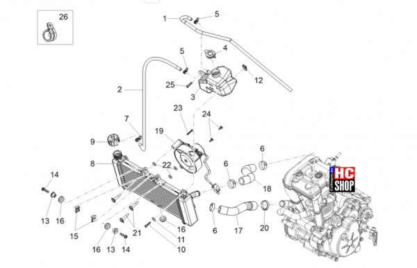 Aprilia RS 125 E5+ - Kühlungsanlage