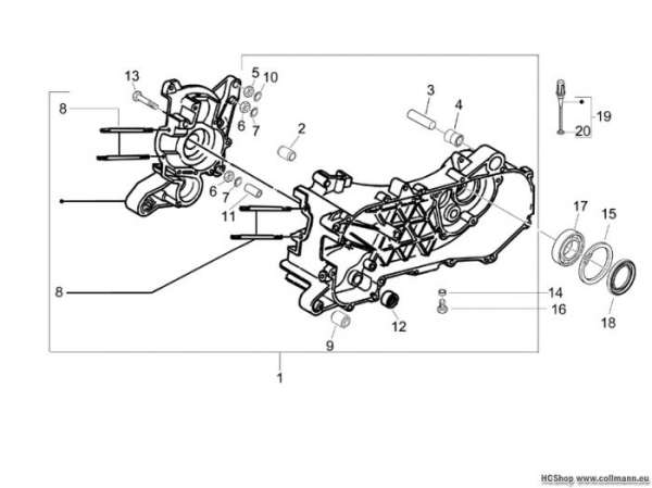Vespa Kurbelwellengehäuse LX 50 2T