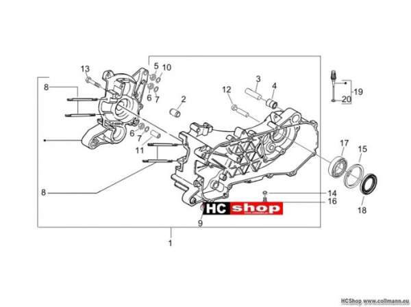 Gilera Kurbelwellengehäuse Stalker 50