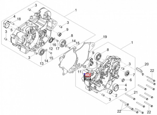 Aprilia Tuono 125 E5 Motor - Gehäuse