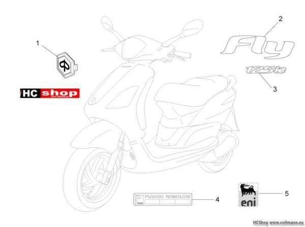 Piaggio Plaketten - Verzierungen Fly 125 ie 3V