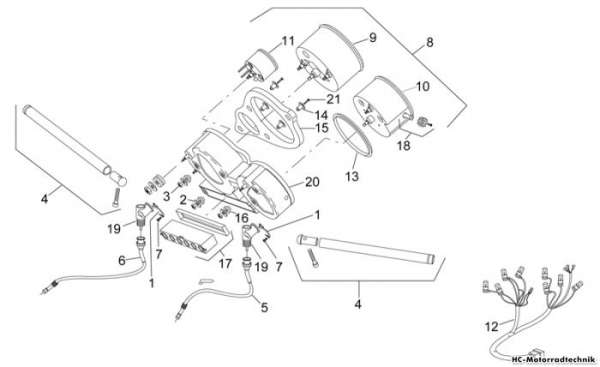 Aprilia Lenkstange - Instrumenteneinheit RS 50