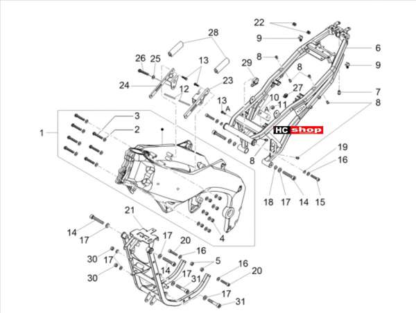 Aprilia Tuono 125 4T E4 ABS Rahmen Rahmen