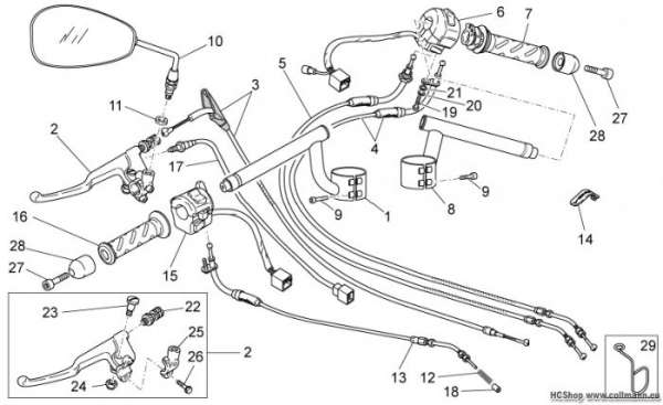 Moto Guzzi Lenkstange - Schaltungen V7 Racer 750
