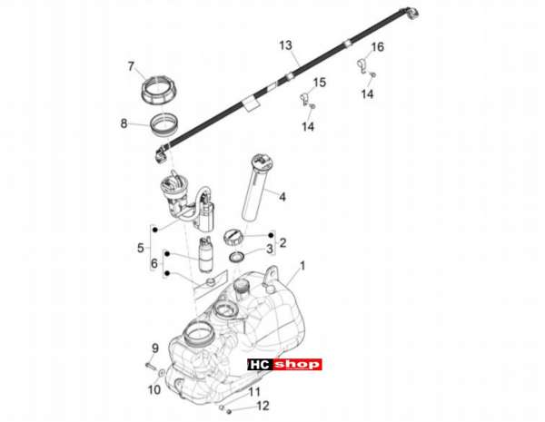 Piaggio MP3 350 Sport E4 ABS Fahrgestell Benzintank