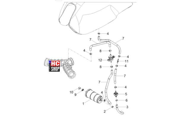 Moto Guzzi V7 Stone Corsa - Tank - Benzindampfrückf.-Anlage