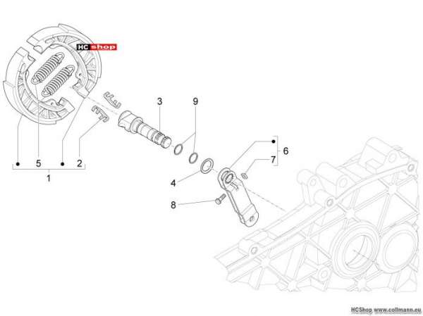 Piaggio Fly 50 4T Hinterbremse - Bremsbackensatzen