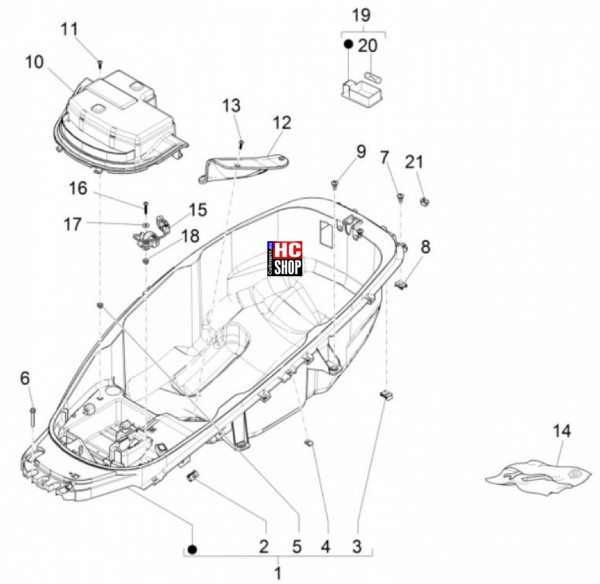 Piaggio MP3 400 HPE E5 Karosserie - Untersitz