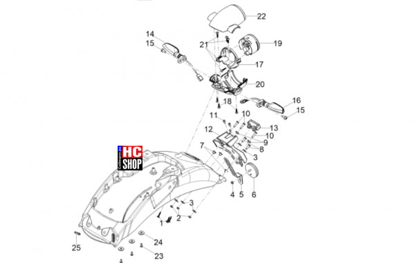 Moto Guzzi V7 Stone 850 E5+ - Vordere Lichter-Instrumente - Hinterleuchten