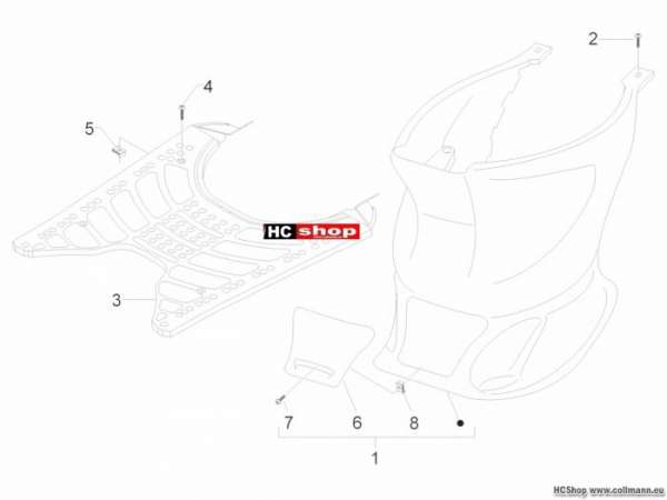 Gilera Mittlere Verklaidung - Fußraster Stalker 50