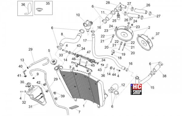 Aprilia RSV4 1100 Factory E5 - Kühlungsanlage - Kühlungsanlage