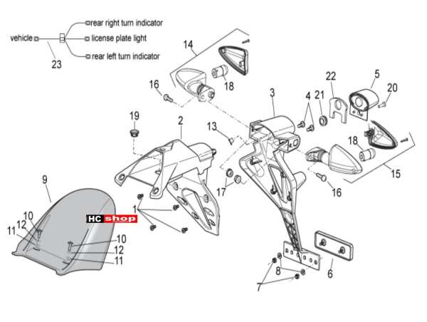 Aprilia Tuono V4 1100 RR E4 ABS Rahmen u. Aufbau Heckaufbau II