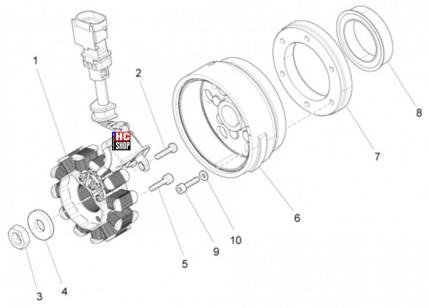 Aprilia Tuono 125 E5 Motor - Schwungmagnetstarter-Zündung