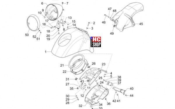 Vespa GTV 300 HPE RST - Fahrgestell-Karosserien - Radgehäuse-Radkotflügel