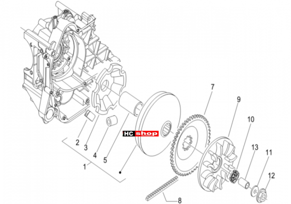 Vespa LX 50 4T Motor Antriebsriemenscheibe