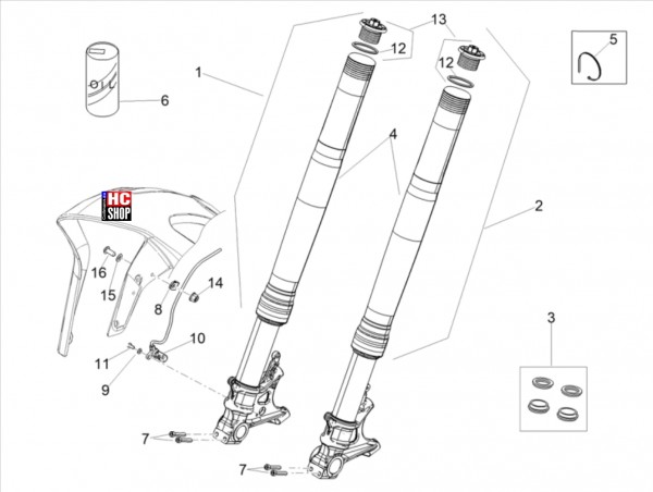 Aprilia Tuono V4 Factory 1100 E5 - Radaufhängungen - Vorderradgabel Ohlins