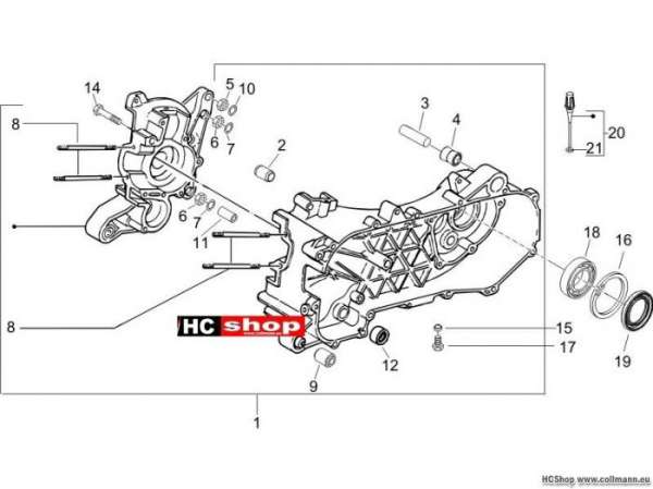 Vespa Primavera 50 2T Kurbelwellengehäuse
