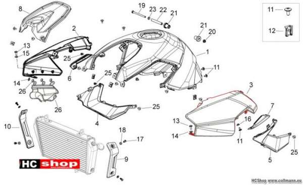 Aprilia Shiver 750 Mittlerer Aufbau