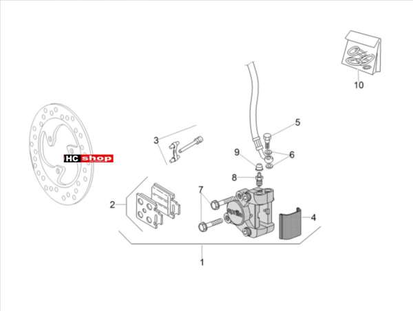 Aprilia SR 50 R 2T E4 - Bremsanlage Vorderradbremszange