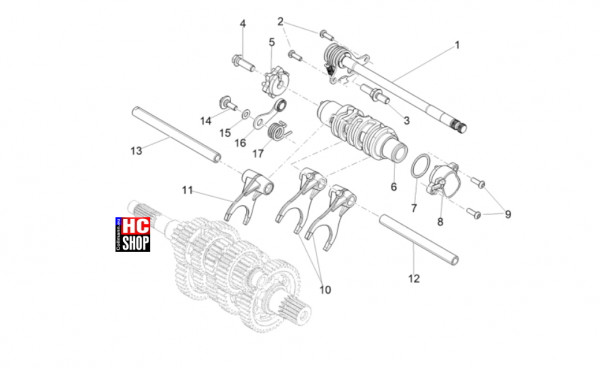 Aprilia RS 457 8V E5 - Motor - Schaltgetriebe-Schaltgabel