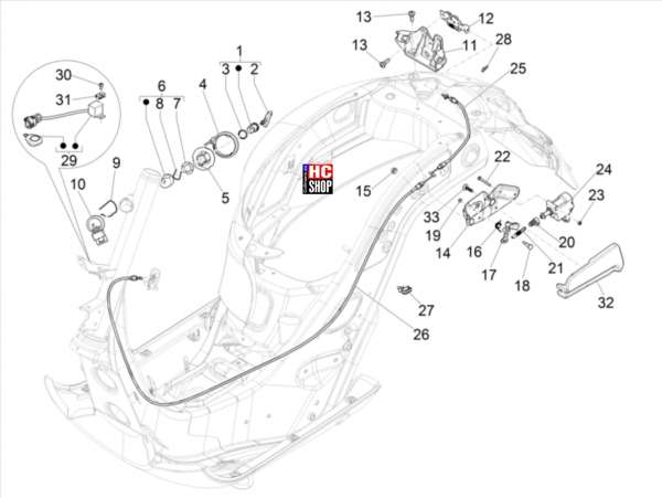 Vespa GTS 300 HPE E5 Fahrgestell - Karosserie Schlossen