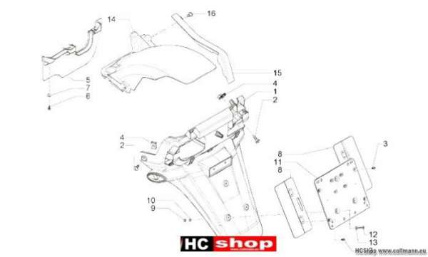 Piaggio MP3 Sport ABS 500 Hinterabdeckung -Kotflügellappen