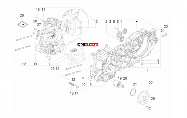 Piaggio Beverly 350 E4 Sport Touring Motor Kurbelwellengehäuse