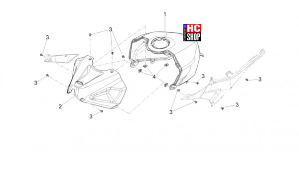 Aprilia RS 457 8V E5 - Aufbau - Tankabdeckung