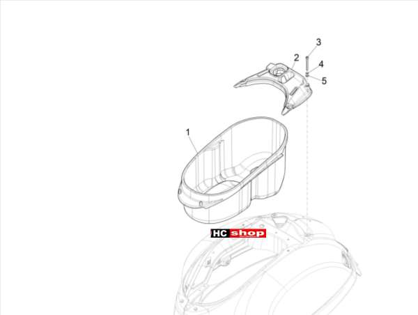 VESPA GTS 125 E4 ABS 4T SUPER Schutzhelmgehäuse - Untersitz