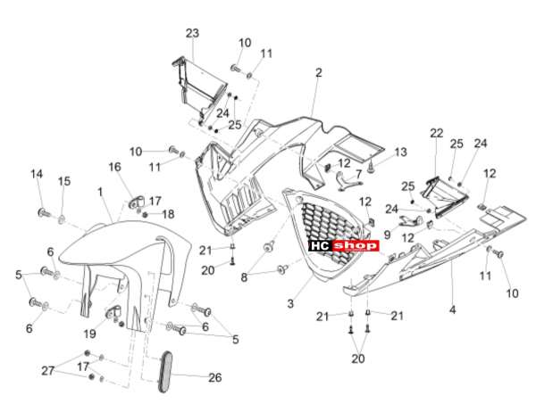 Aprilia RSV 4 1000 RR E4 ABS Aufbau Vorderes Schutzblech