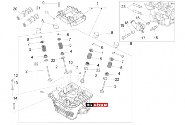 Aprilia RS 125 Replica 4T E4 ABS Motor Zylinderkopf-Ventile