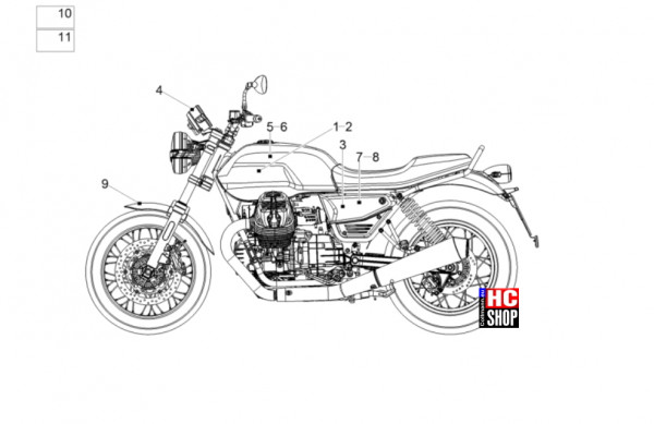 Moto Guzzi V7 Special 850 E5+ - Aufbau - Deko