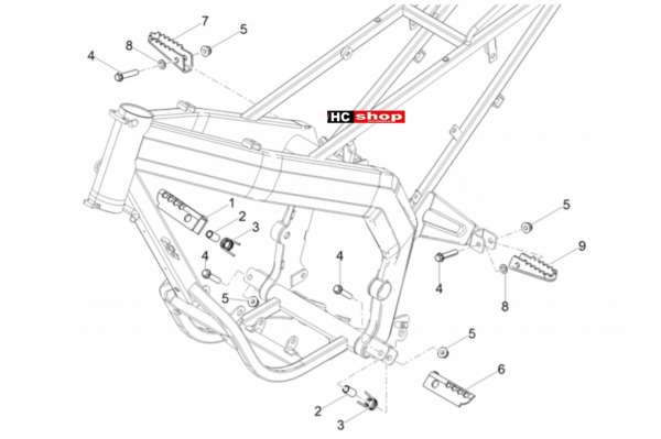 Aprilia RX 50 E4 - Rahmen Fussrasten