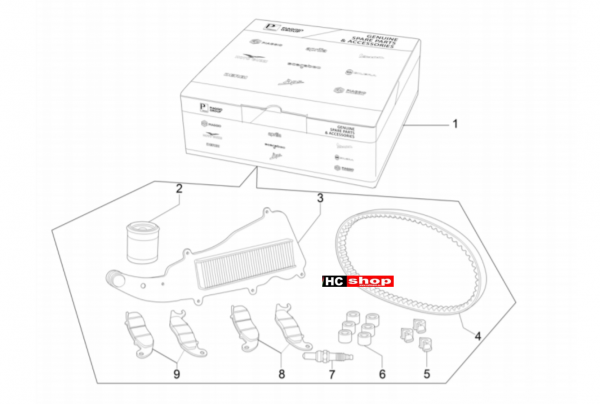 Vespa GTV 300 HPE E4 ABS Maintenance Inspektionskit