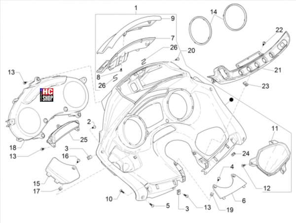 Piaggio MP3 500 Sport Advanced E5 Lenkung Cockpitinstrumente - Cruscotto