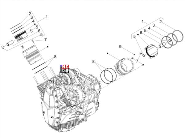 Moto Guzzi V100 Mandello E5 Motor Zylinder - Kolben