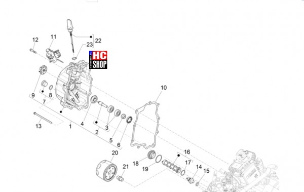Vespa GTV 300 HPE RST - Motor - Schwungraddeckel-Ölfilter