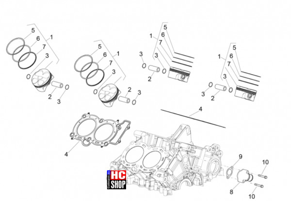 Aprilia RSV4 1100 E5+ - Motor - Zylinder-Kolben