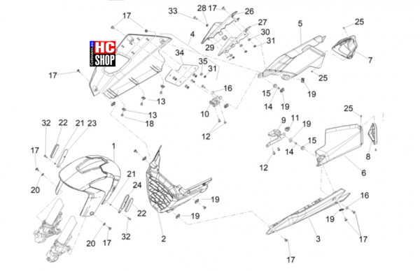 Aprilia RS 660 E5+ - Aufbau - Vorderes Schutzblech-Stütze