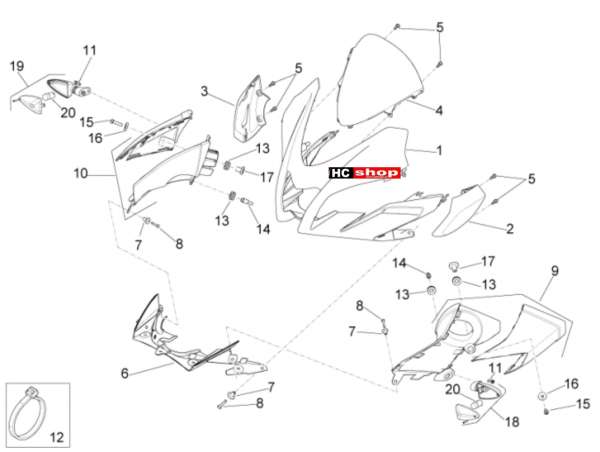 Aprilia Tuono V4 1100 RF E4 ABS - Rahmen u. Aufbau Frontaufbau I