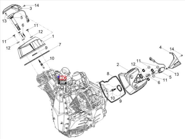Moto Guzzi V100 Mandello E5 Motor Zylinderkopfabdeckung